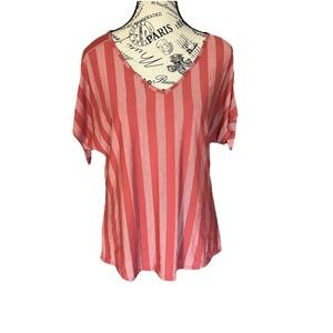 Anthropologie Naïf Top S Rust Striped Coastal Shortsleeve Shirt Beachy Casual